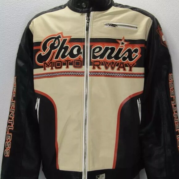 Watson Men’s “Phoenix” Moto Jacket – Cream/Black - Picture 3 of 6